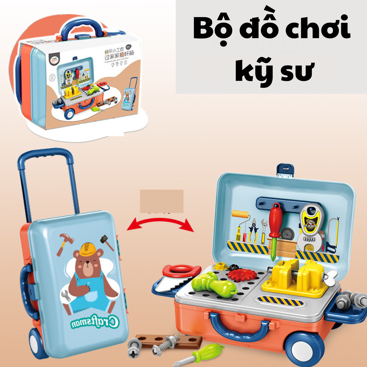 Bộ đồ chơi ngành nghề bác sỹ, kỹ sư, đầu bếp, makeup cho bé năm 2023