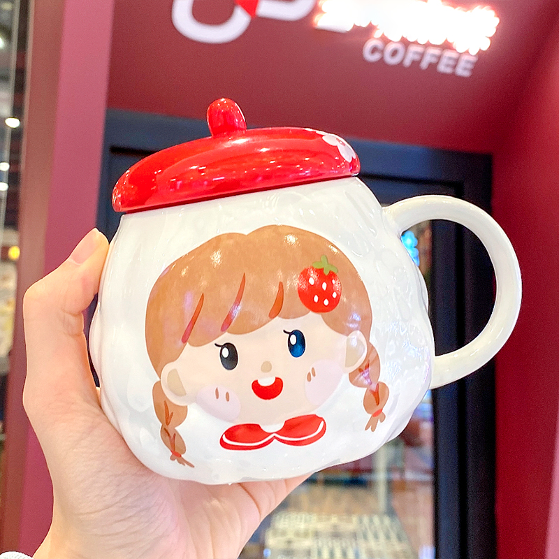Ly cốc Gốm sứ cao cấp, Ly cặp đôi, ly cà phê cặp đôi, ly sứ nam nữ học sinh, ly lớn có nắp quà tặng sinh nhật.