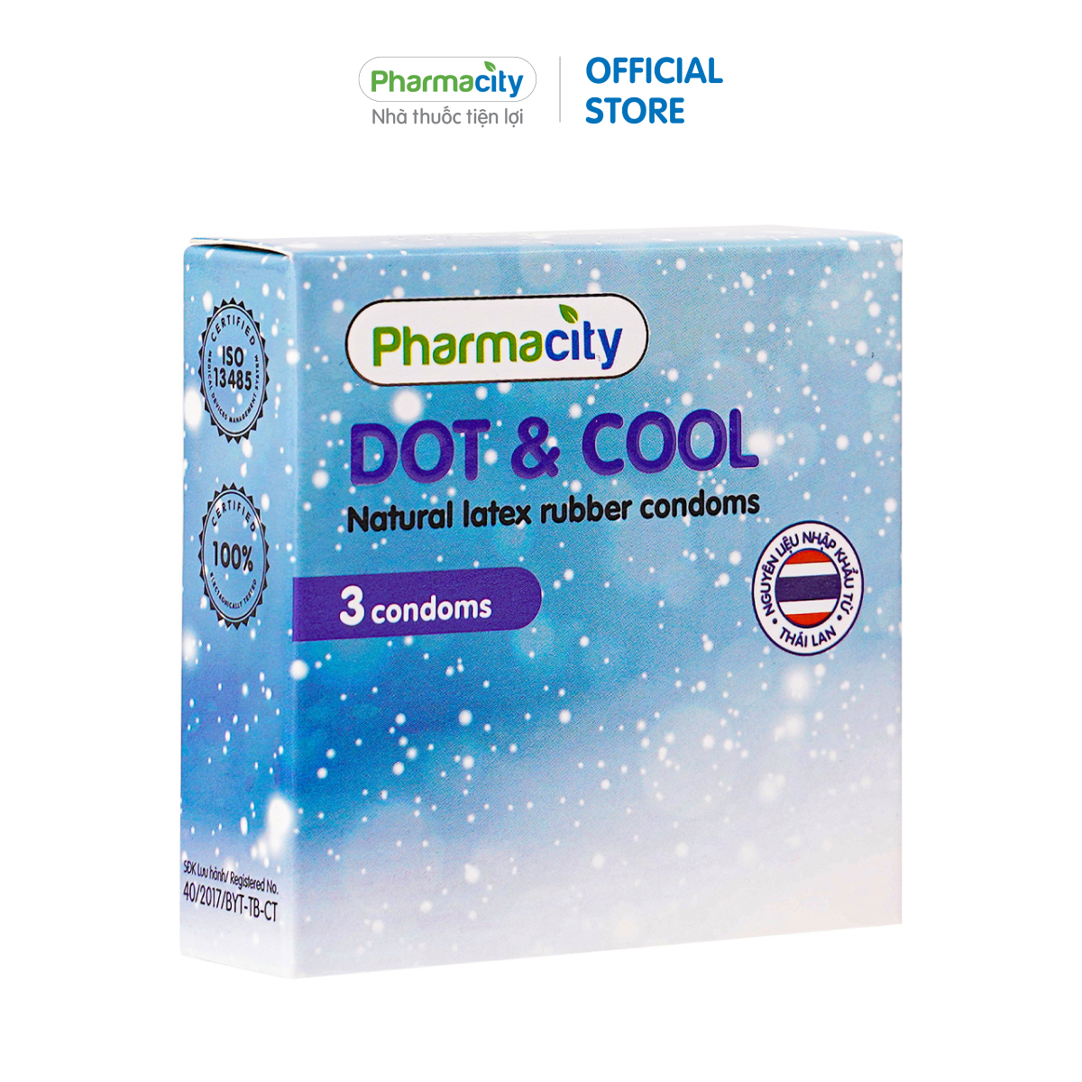 Bao cao su gai lạnh Pharmacity Dot & Cool (Hộp 3 cái)