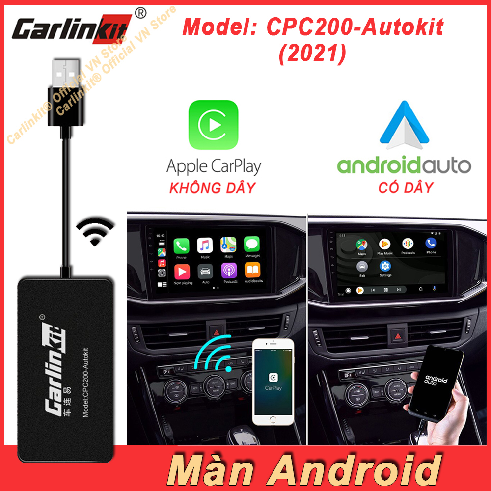 Carlinkit CPC200-AutoKit (MỚI NHẤT)-Bộ Adapter chuyển đổi Apple Carplay có dây sang Apple Carplay không dây cho xe hơi màn Android
