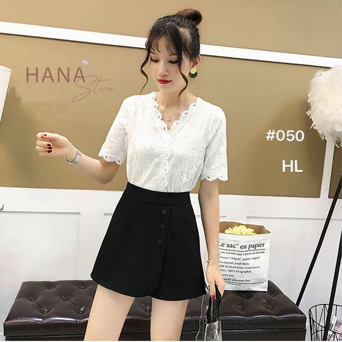 Quần Short Đen Giả Váy Nữ Hàn Quốc Khuy Lệch Chất Tuyết Mưa Siêu Xinh