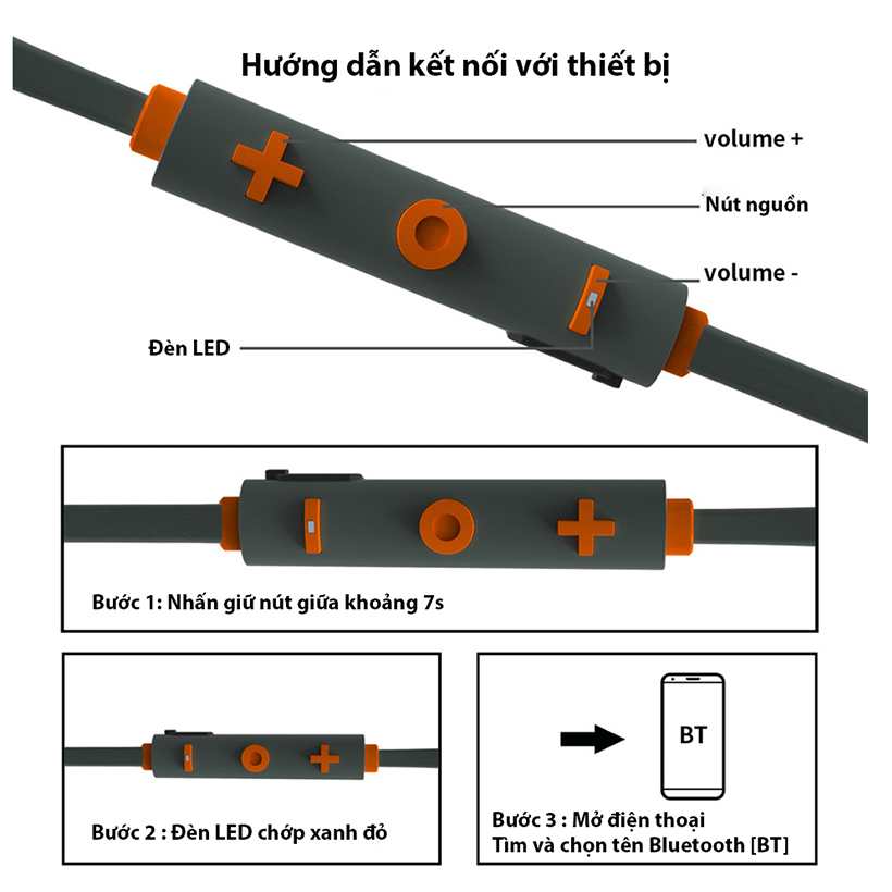 Tai Nghe Thể Thao Chống Nước Bluetooth Plextone BX338 - Hàng chính hãng