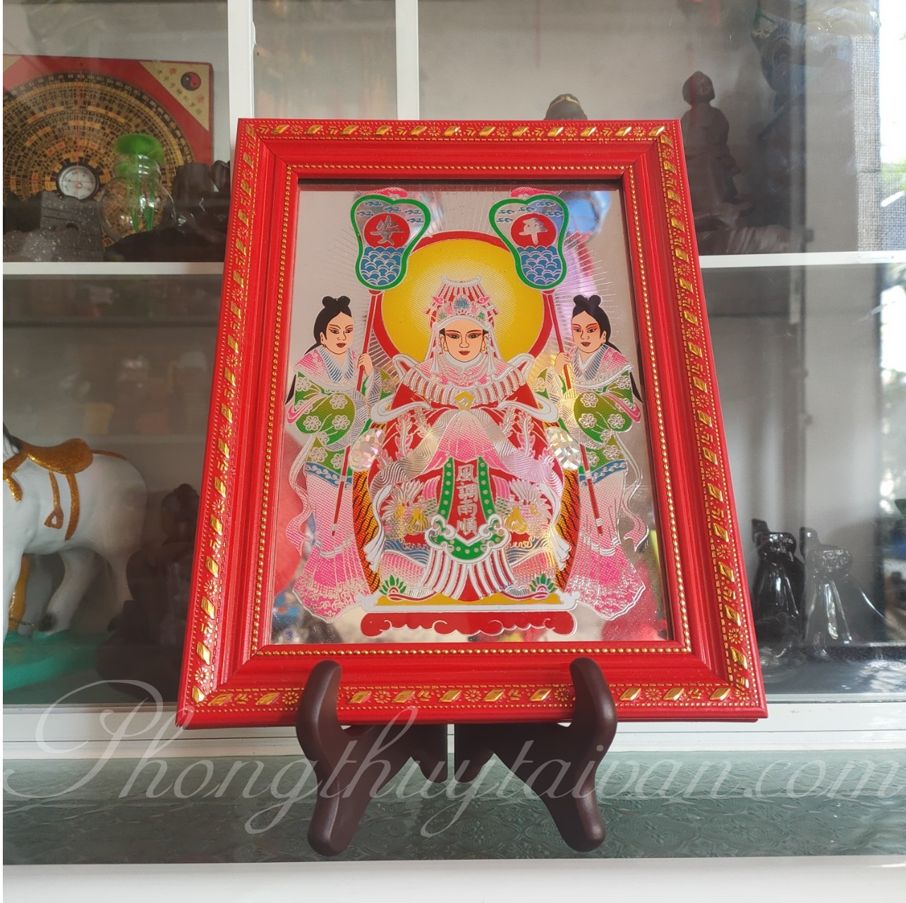 Bài vị Cửu Thiên Huyền Nữ khung đỏ 21cm*28cm