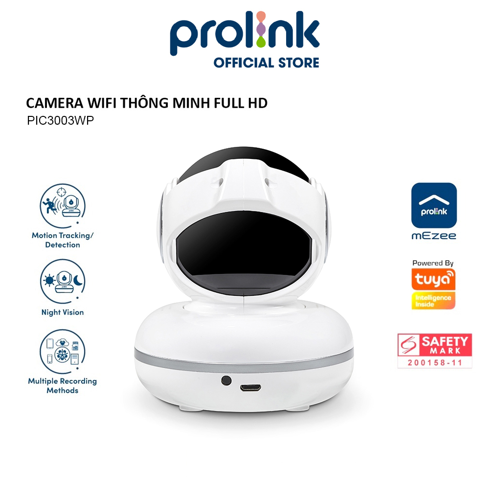 Camera Wifi PROLiNK PIC3003WP thông minh giá rẻ, siêu nét Full HD 1080P, góc nhìn rộng, âm thanh 2 chiều - Hàng chính hãng