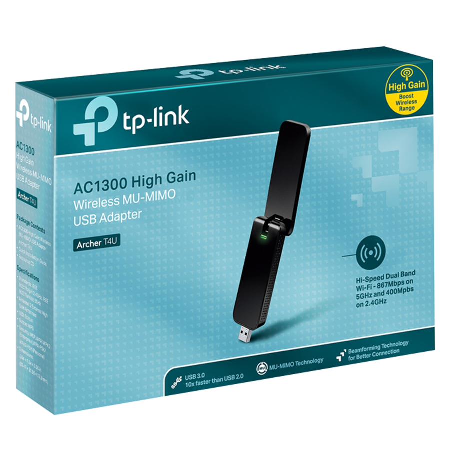 Bộ Chuyển Đổi USB Wifi TP-Link Archer T4U Băng Tần Kép MU-MIMO AC1300 - Hàng Chính Hãng