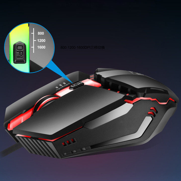 Chuột có dây máy tính laptop dùng cho văn phòng, chơi game 5Tech chuột gaming có đèn LED, nút DPI cực đẹp nhạy và bền hàng chính hãng