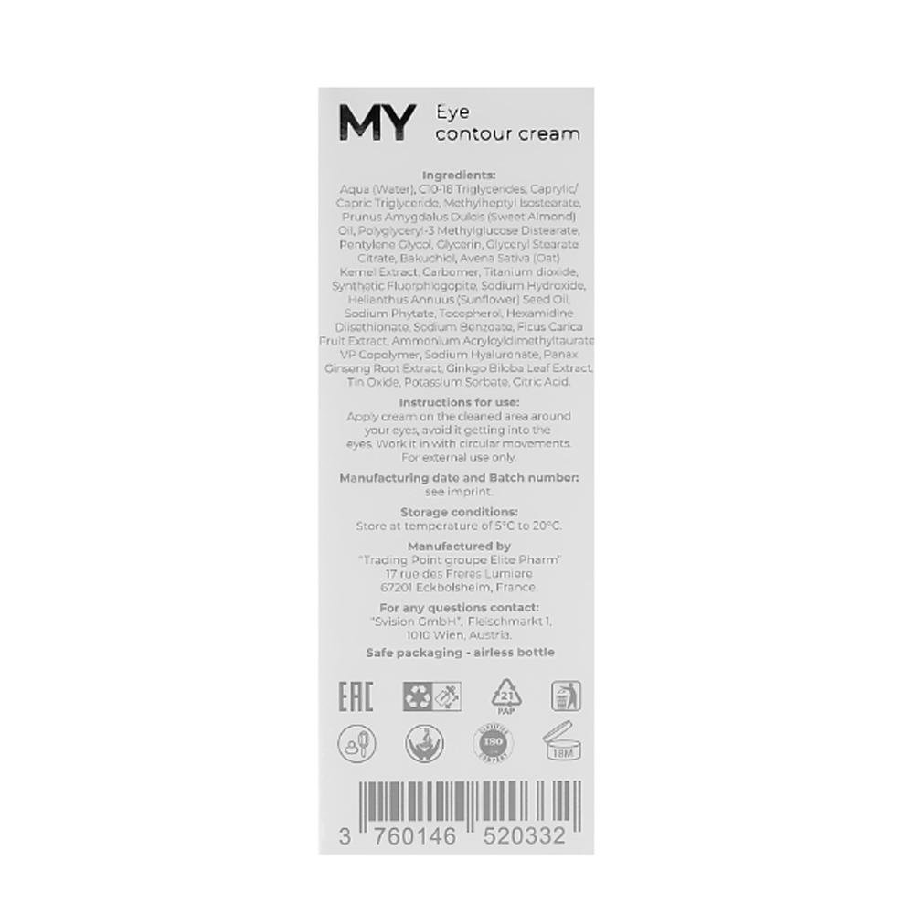 Kem cho vùng mí mắt MY Beauty Hit - PROJECT V - Chăm sóc tinh tế, 15ml - Xuất xứ Pháp, Hàng Chính Hãng