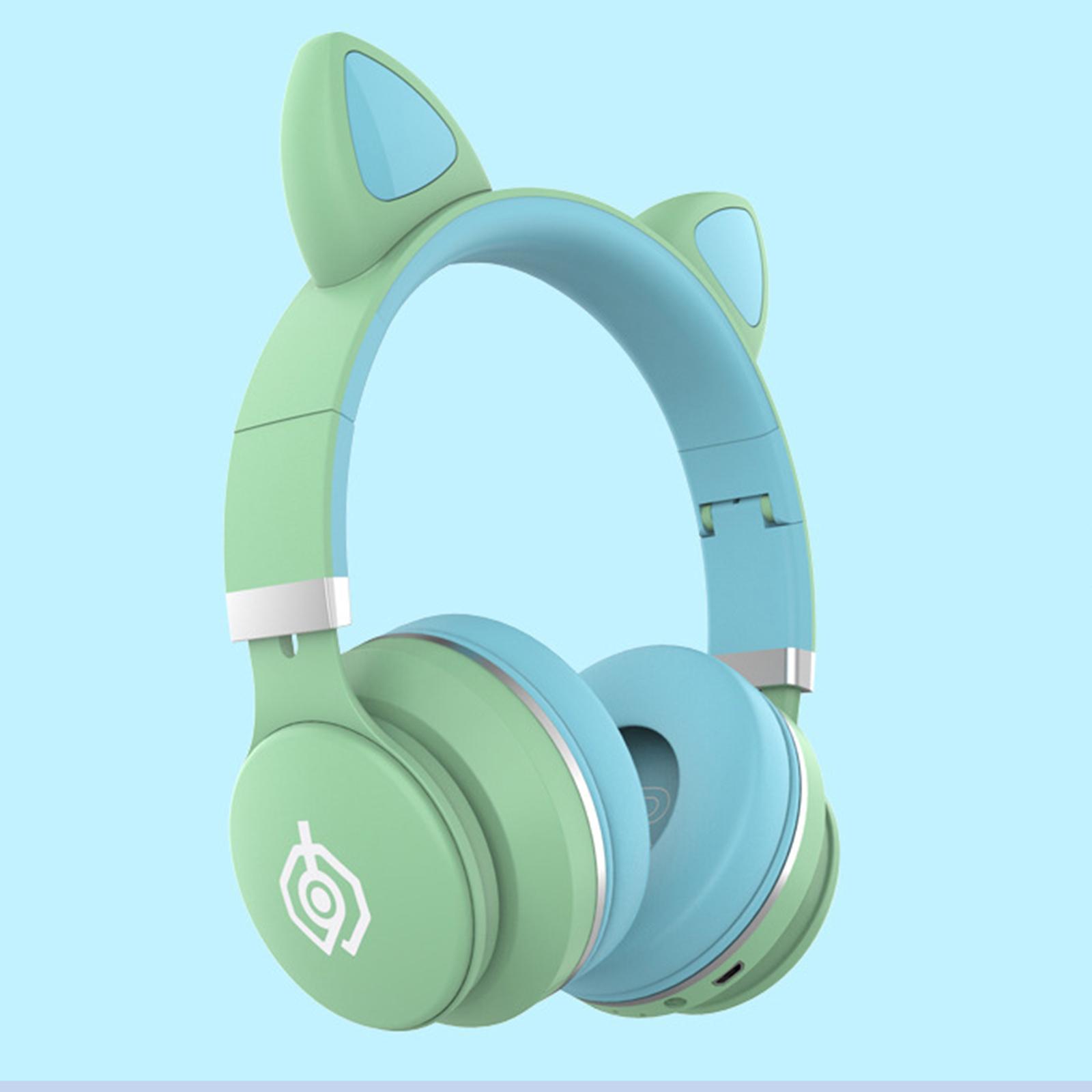 Universal Cat Ear Cartoon Bluetooth Headset Stereo Headphones Mic