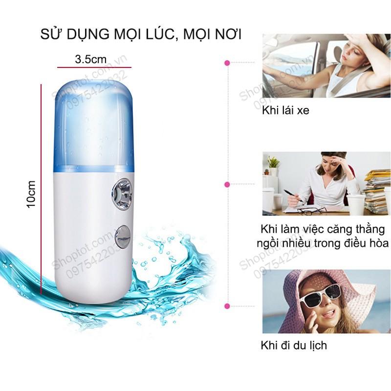 MÁY PHUN SƯƠNG TẠO ẨM, XÔNG HƠI NANO MINI CẦM TAY, SỬ DỤNG PIN SẠC GẮN BÊN TRONG HZC-V1