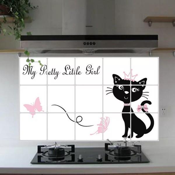 Decal dán bếp tráng nhôm cách nhiệt - Mèo đen
