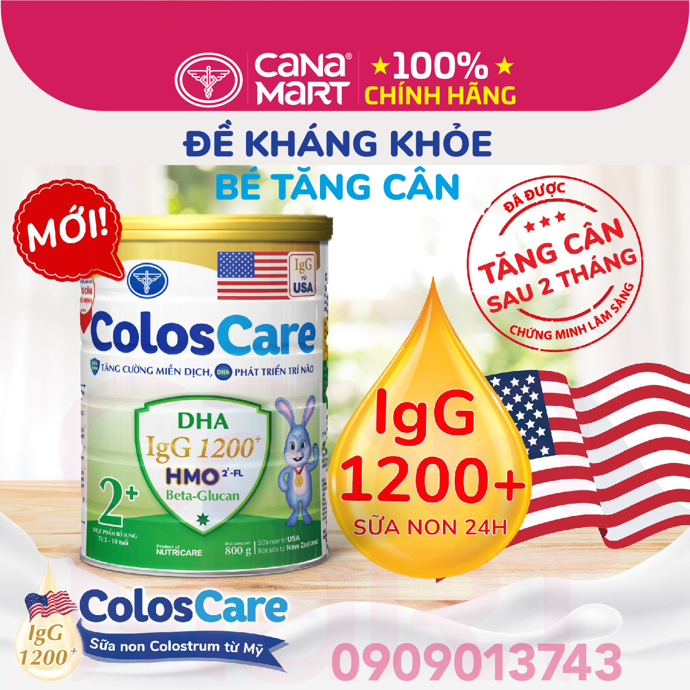 Sữa bột Nutricare ColosCare 2+ tăng cường hệ miễn dịch (400g)