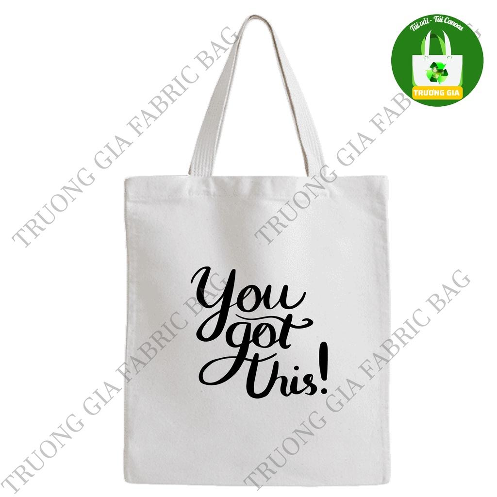 TúI Vải tote canvas Trắng in hình LETTER không khóa kéo 26x33 Trương Gia Túi Vải - Túi Canvas