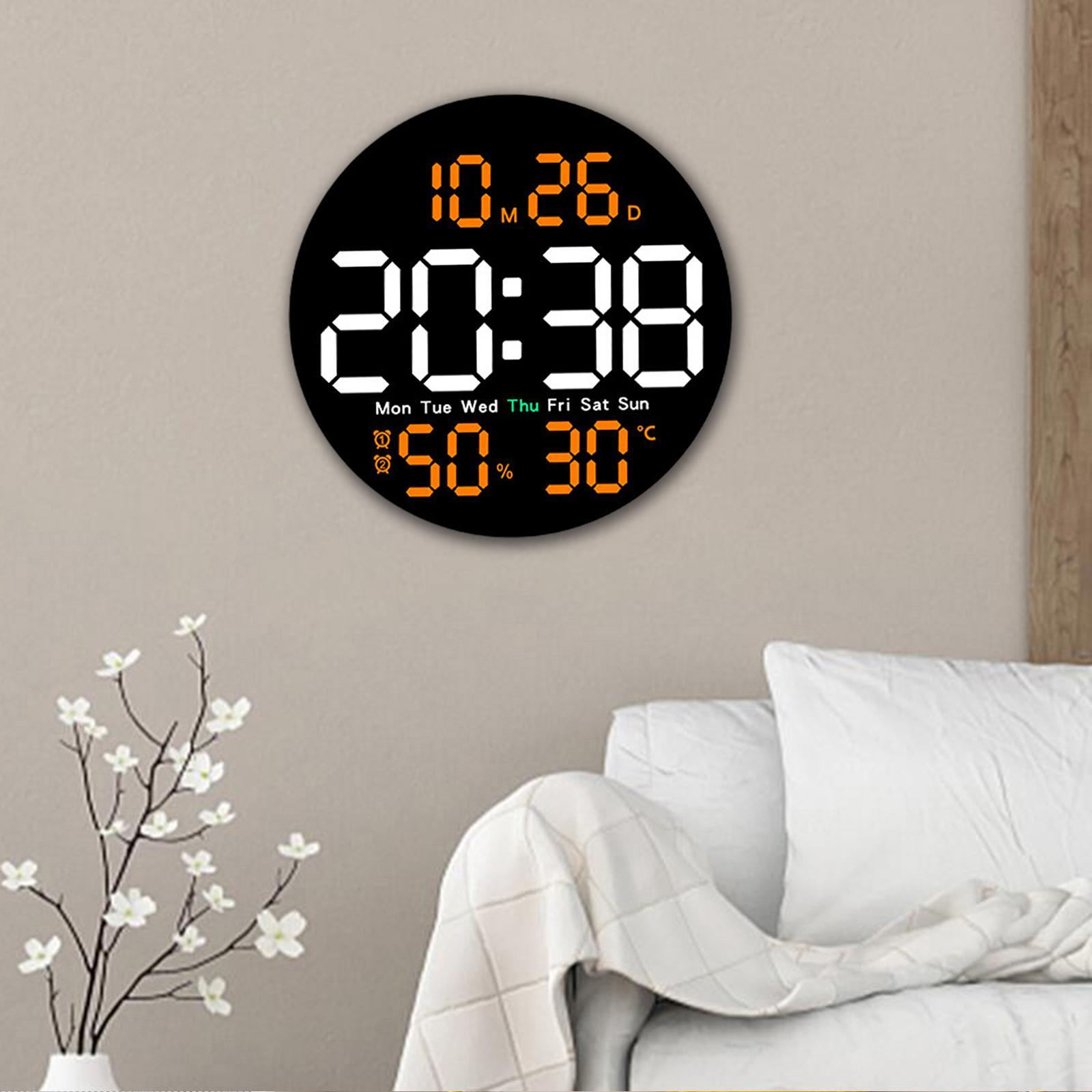 Digital Wall Clock Alarm Clock Hanging Adults Temperature/humidity Digital Clock Electronic Clock for Home Bedroom Study Room