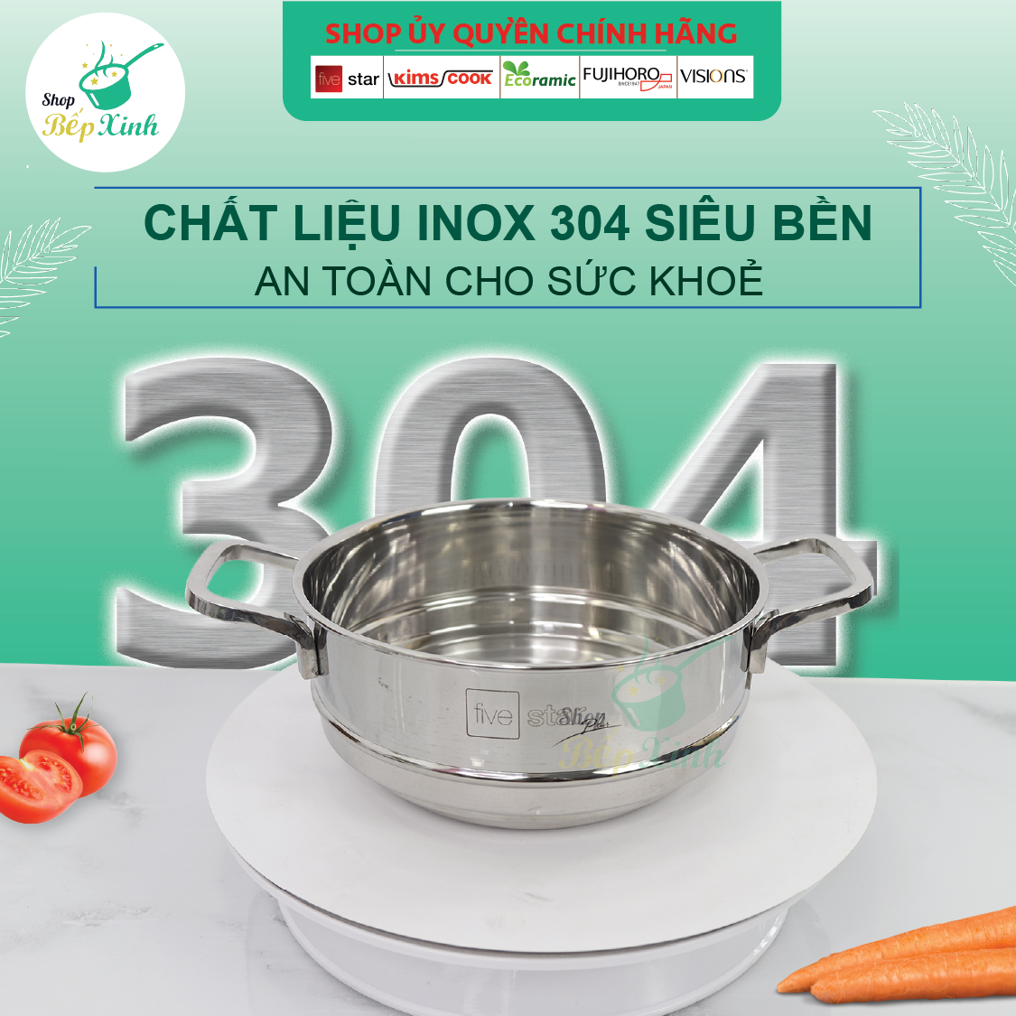 Bộ Nồi Xửng Hấp Inox 304 Fivestar