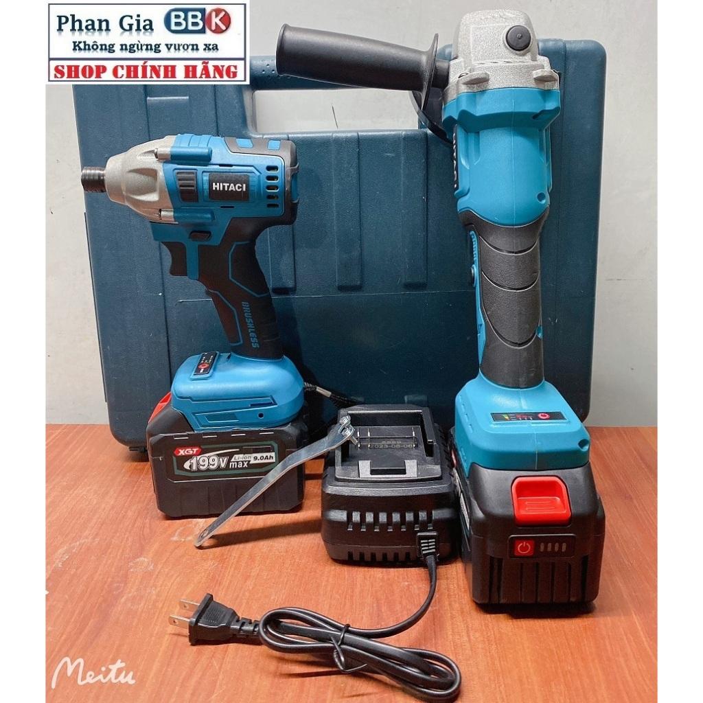Combo 2 trong 1 gồm máy mài góc pin và máy chuyên vít pin 199V Pin 15 CELL - Tặng hộp đựng