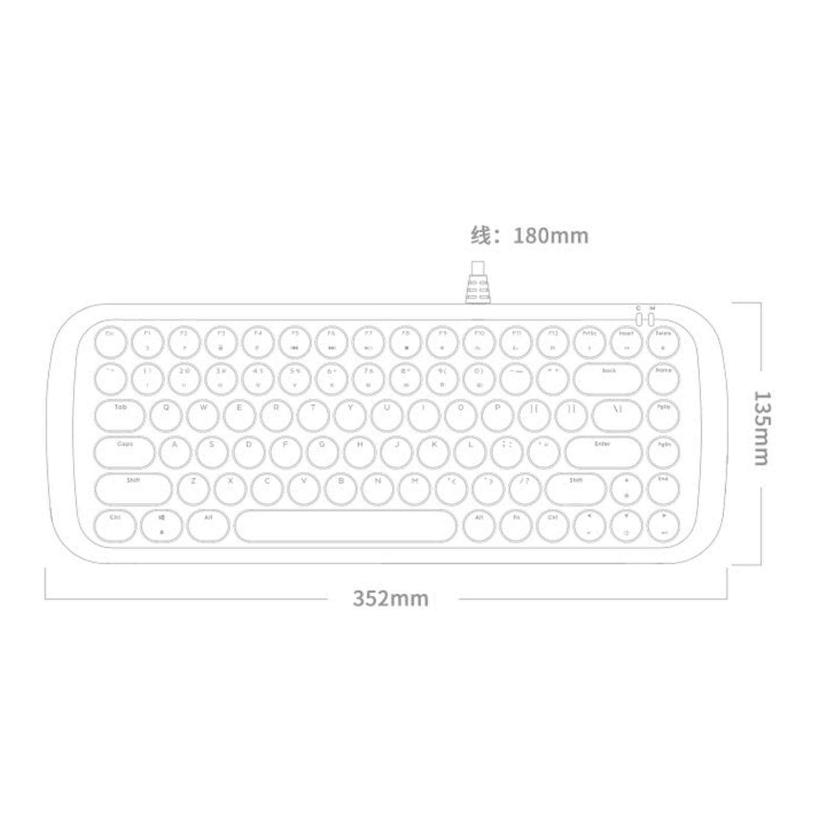 Colorful USB Wired Mechanical Keyboard 84 keys Retro Round Keycaps w/Backlit