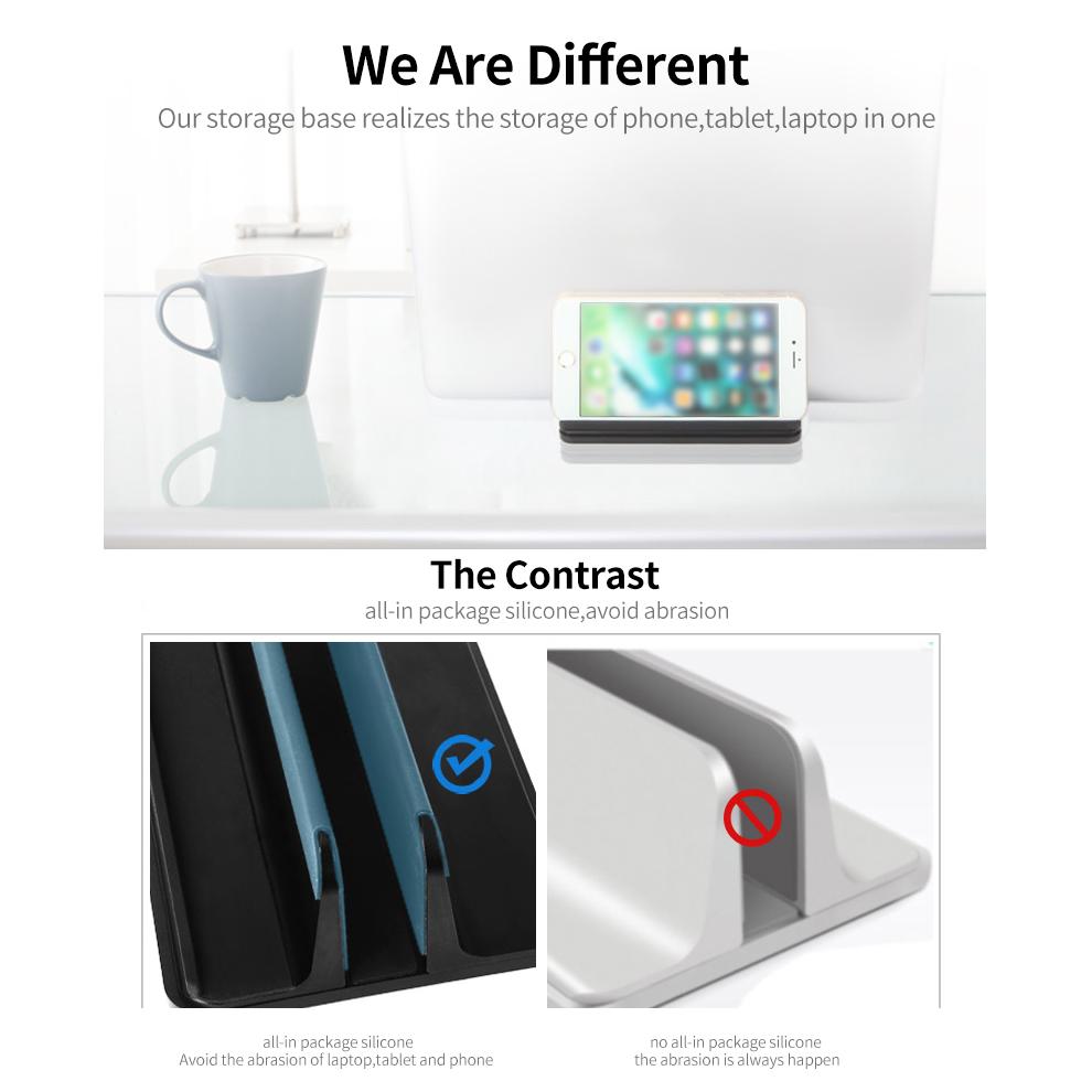 Đế silicone hợp kim nhôm chống trượt Chiều rộng có thể điều chỉnh Máy tính xách tay / Điện thoại