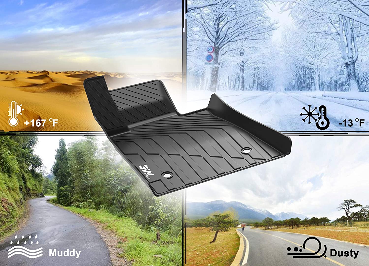 Thảm lót sàn xe ô tô Cadillac XT5 2015- đến nay nhãn hiệu Macsim 3W - chất liệu nhựa TPE đúc khuôn cao cấp - màu đen