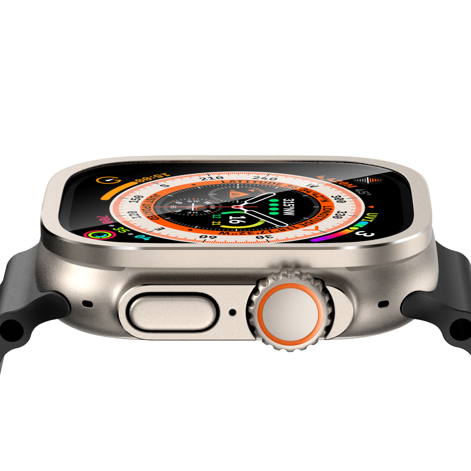 Miếng Dán Màn Hình Kính Cường Lực Tích Hợp Khung Viền Kim Loại cho Apple Watch Ultra / Apple Watch Ultra 2 49mm - Hàng Chính Hãng