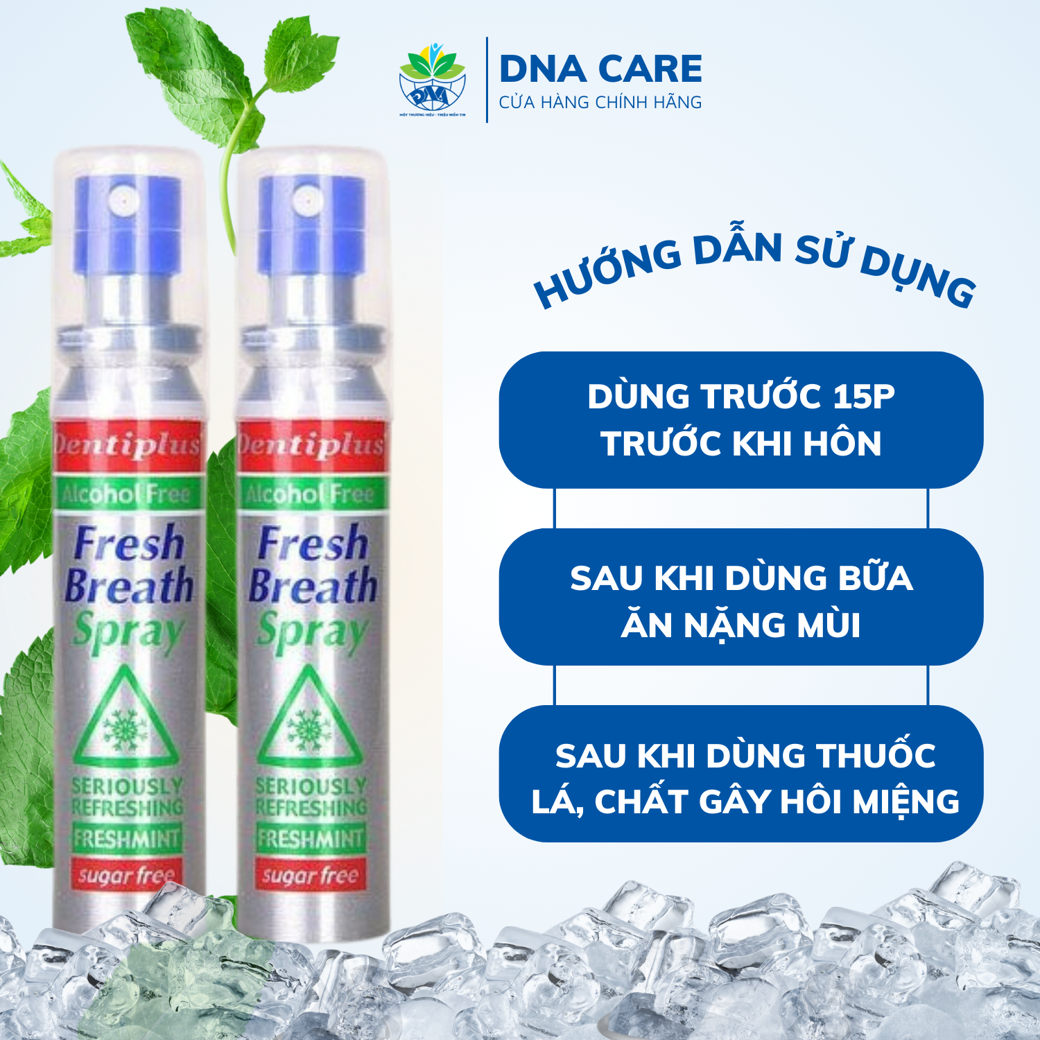 Xịt thơm miệng hương bạc hà Dentiplus không cồn chai 25ml