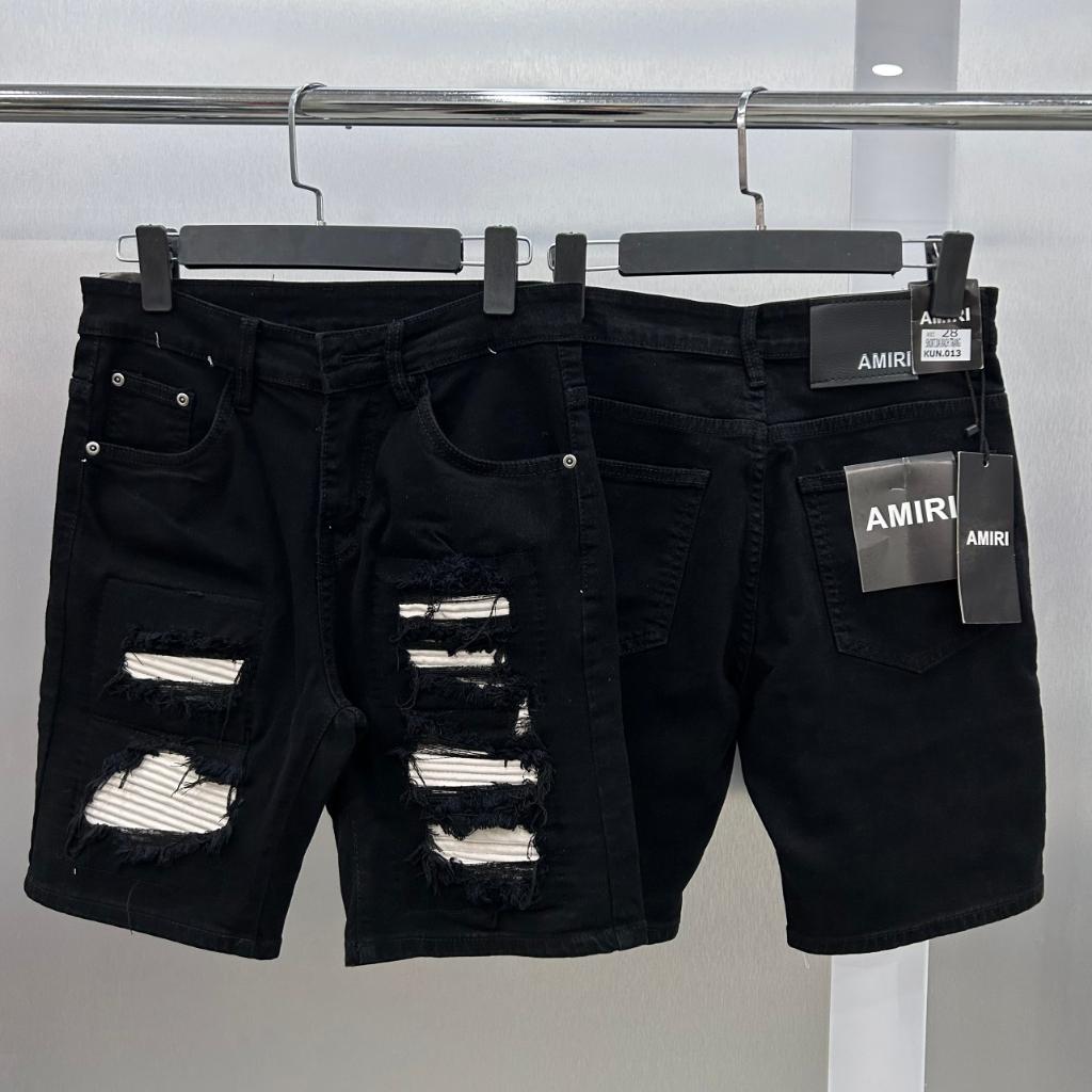 Quần Short Jean AMIRI Rách bọc da quần short đùi jean co giãn cao cấp - gin store