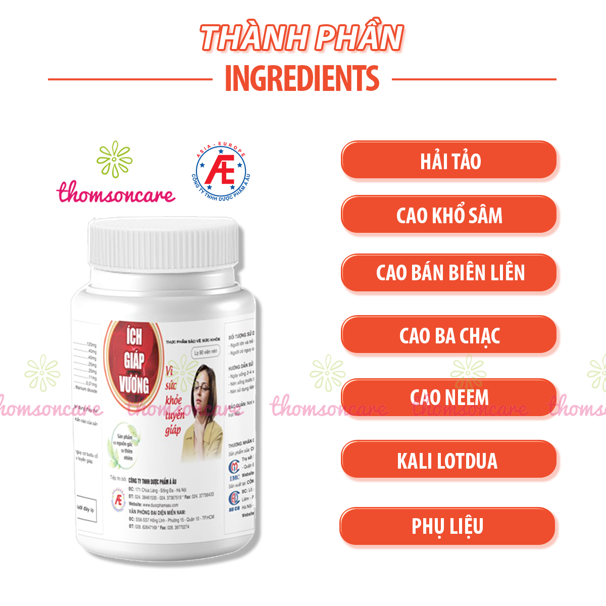 Ích giáp vương - Dạng lọ mẫu mới tiết kiệm hơn - Phòng bệnh tuyến giáp từ thảo dược