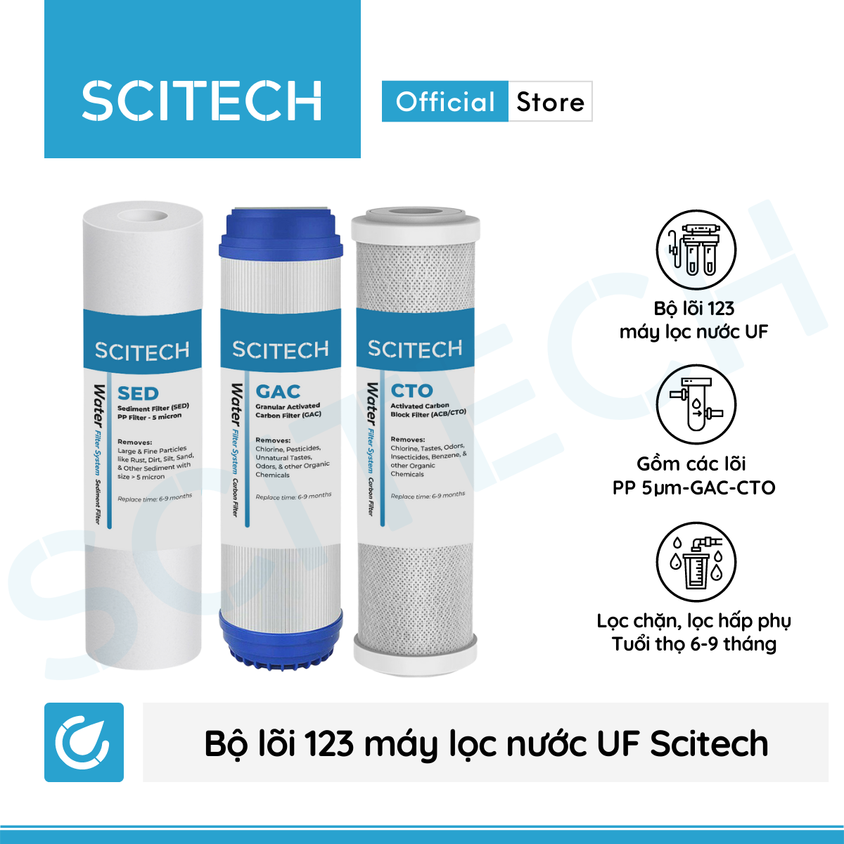 Máy lọc nước UF 4 cấp lọc by Scitech (Không dùng điện, không nước thải) - Hàng chính hãng