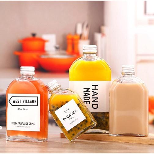 Chai thủy tinh nhỏ 100ML cao cấp VUÔNG Vát Vai kiểu DẸT – nắp nhôm - Vỏ Chai mini trong suốt