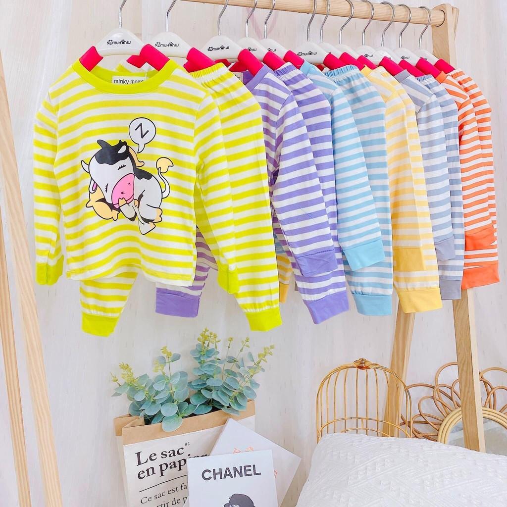 Bộ Dài Tay Cho Bé Bộ Sọc Hình Bò Sữa Chất thun visco cao cấp form siêu đẹp bé mặc ngủ thoải mái