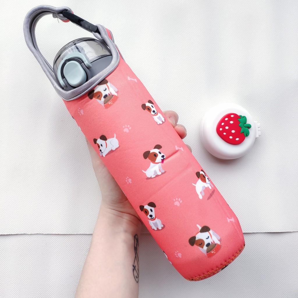 Túi vải treo ly giữ nhiệt 400ml 600ml kèm quai xách mang đi đa năng - họa tiết đẹp cute làm quà tặng