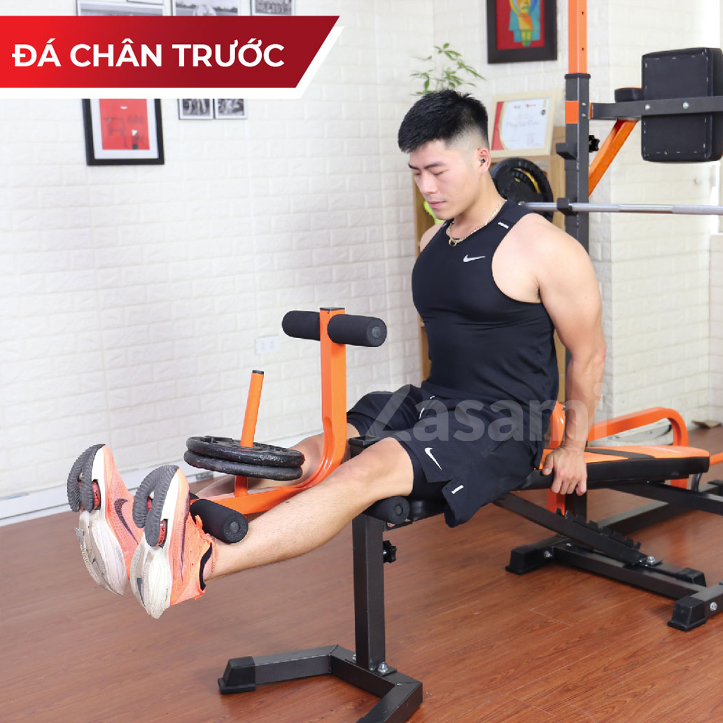 Giàn tạ đa năng kết hợp xà đơn xà kép Zasami 8215 - Kèm 50kg tạ gang, đòn 1m5 - tặng bộ tạ đeo chân