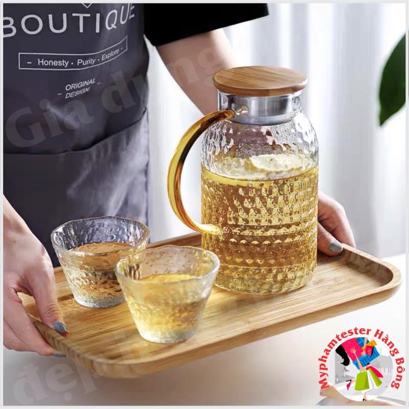 Bình nước sần bầu nắp gỗ chịu nhiệt