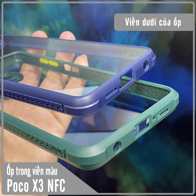 Ốp lưng cho Xiaomi Poco X3 NFC trong viền màu che camera 4 Gốc chống sốc