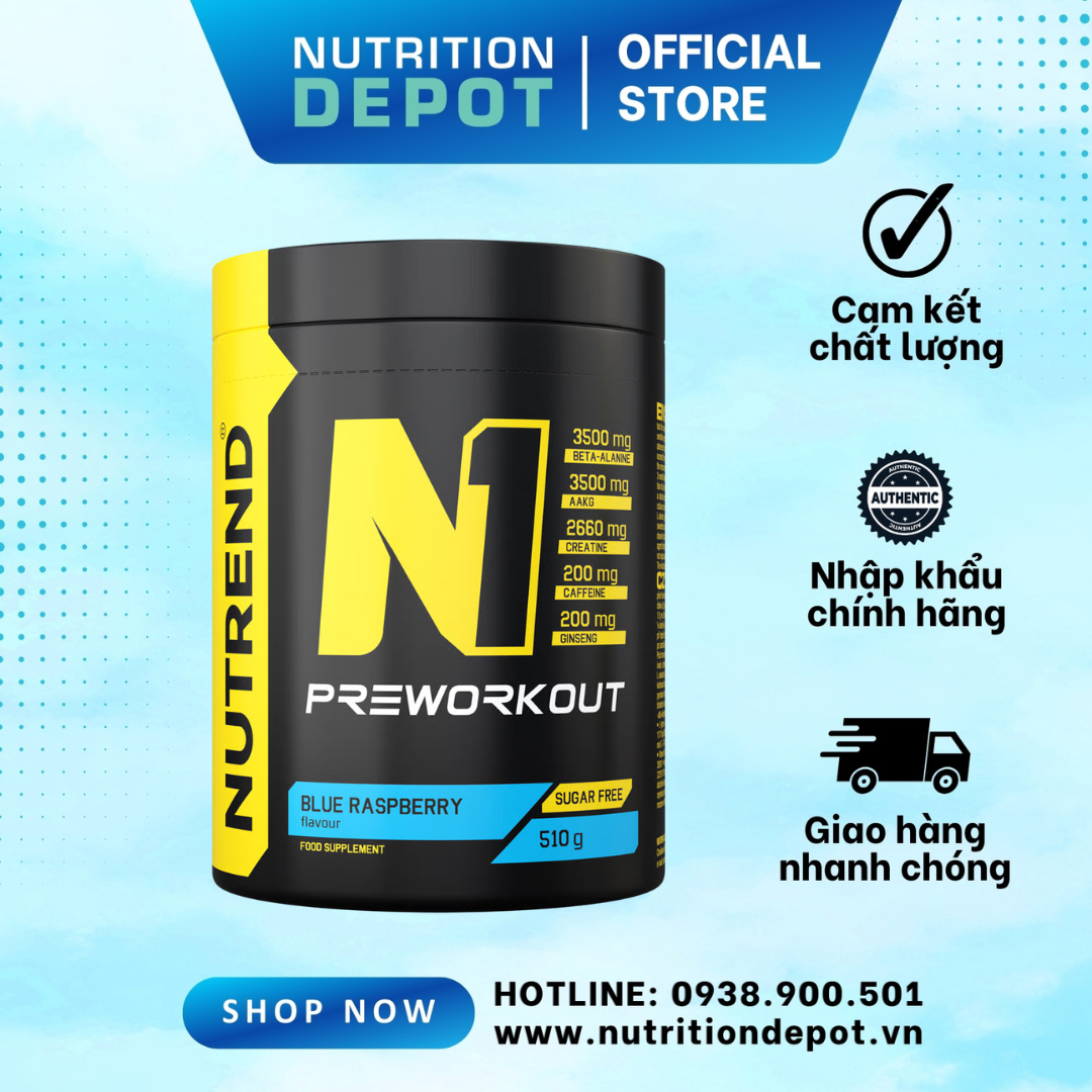 Hình ảnh Thực phẩm bổ sung năng lượng trước khi luyện tập Nutrend N1 Strong Stimulating Pre-Workout - (Hộp 510g) - Nutrition Depot Vietnam