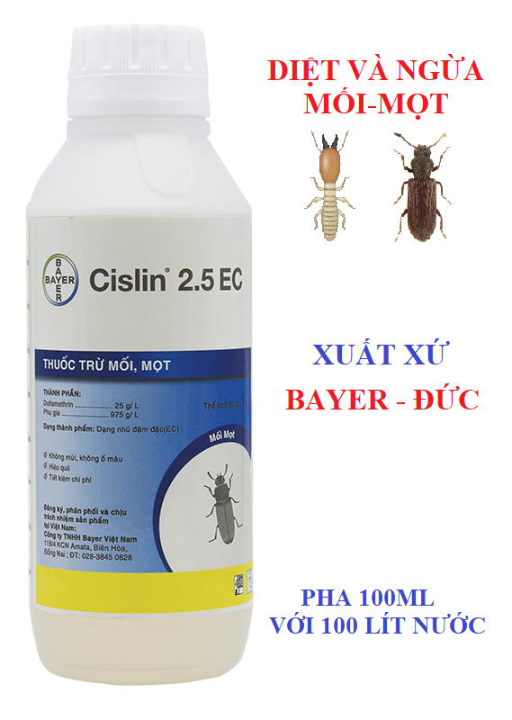 (Ko mùi) Thuốc Cislin 25EC diệt và ngừa mối, mọt cho gỗ cao cấp và gỗ xuất khẩu.  Hàng của BAYER (CHLB Đức)