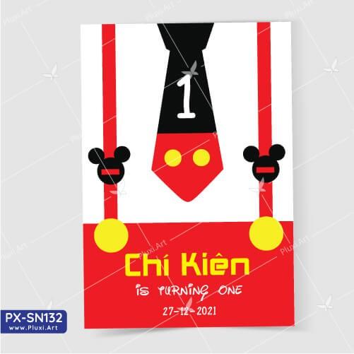Thiệp thôi nôi – sinh nhật Pluxi bé Trai tuổi Chuột PX_SN132