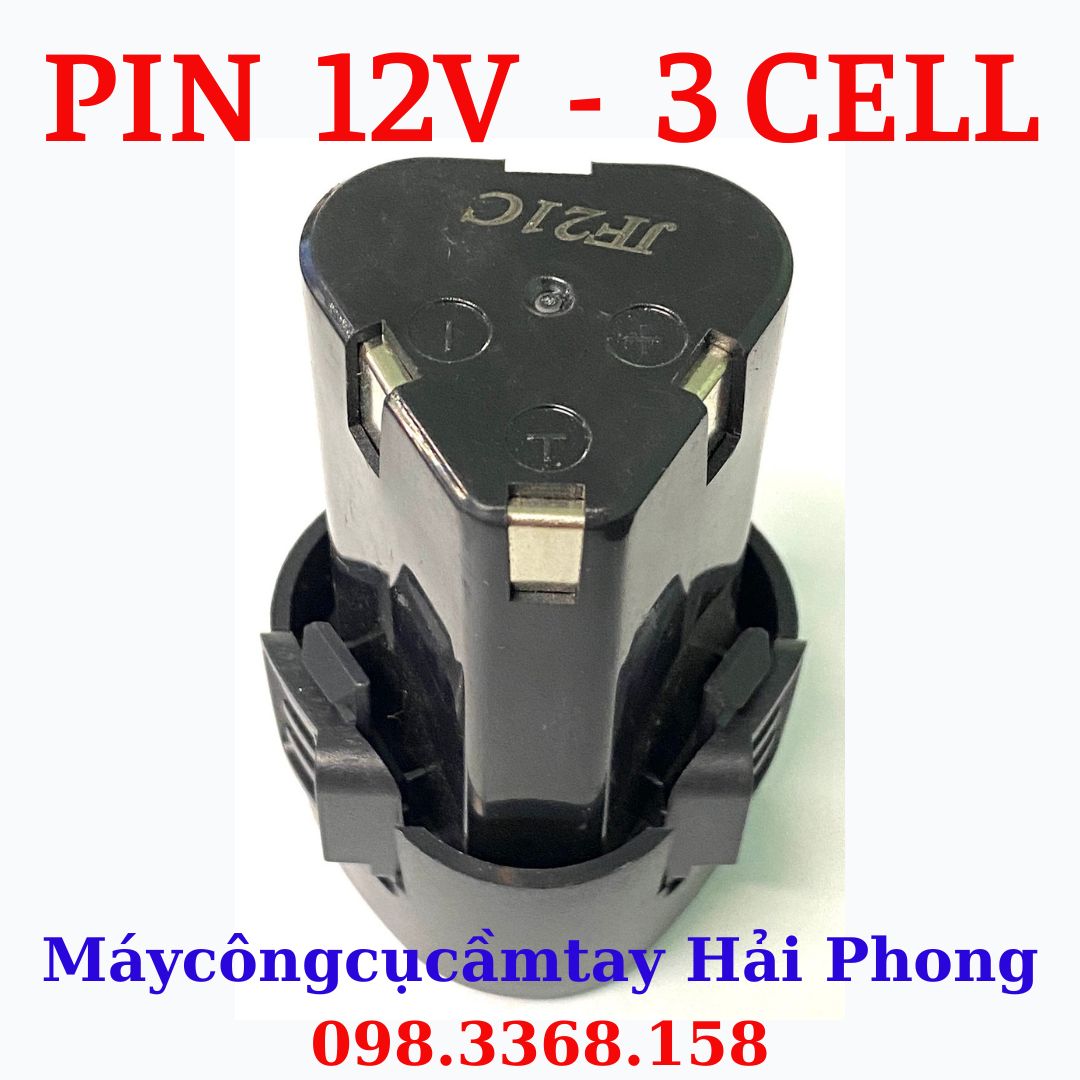 Pin Sạc 12V - 3 cell cho máy khoan, mài ,.( Cell pin 18650 Li-ion - 1500mA ..) . Chân pin TAM GIÁC