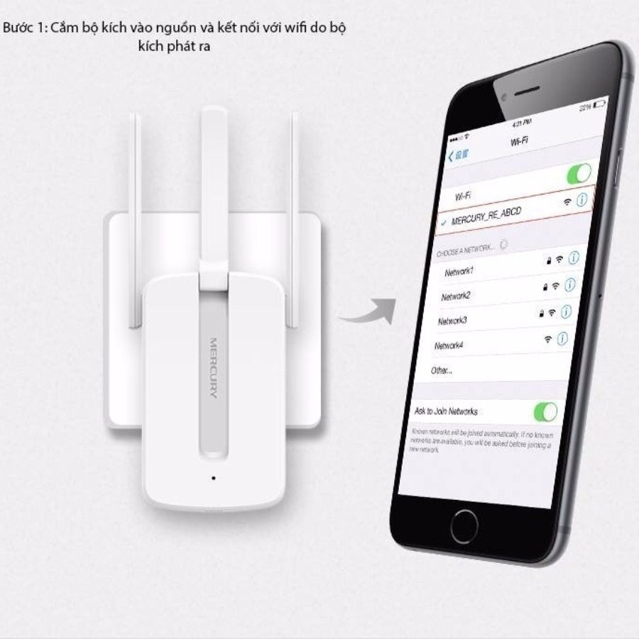 Bộ thiết bị kích sóng wifi 3 râu MERCURY - Hàng Chính Hãng