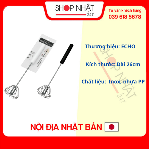 Cây Đánh Tạo Bọt Cho Sữa, Kem, Trứng Dạng Ấn Thông Minh Nội Địa Nhật Bản