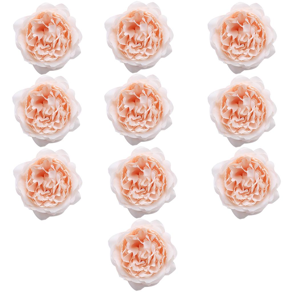 10Pcs Artificial Peony Silk Flower Head Home Wedding Decor Champagne