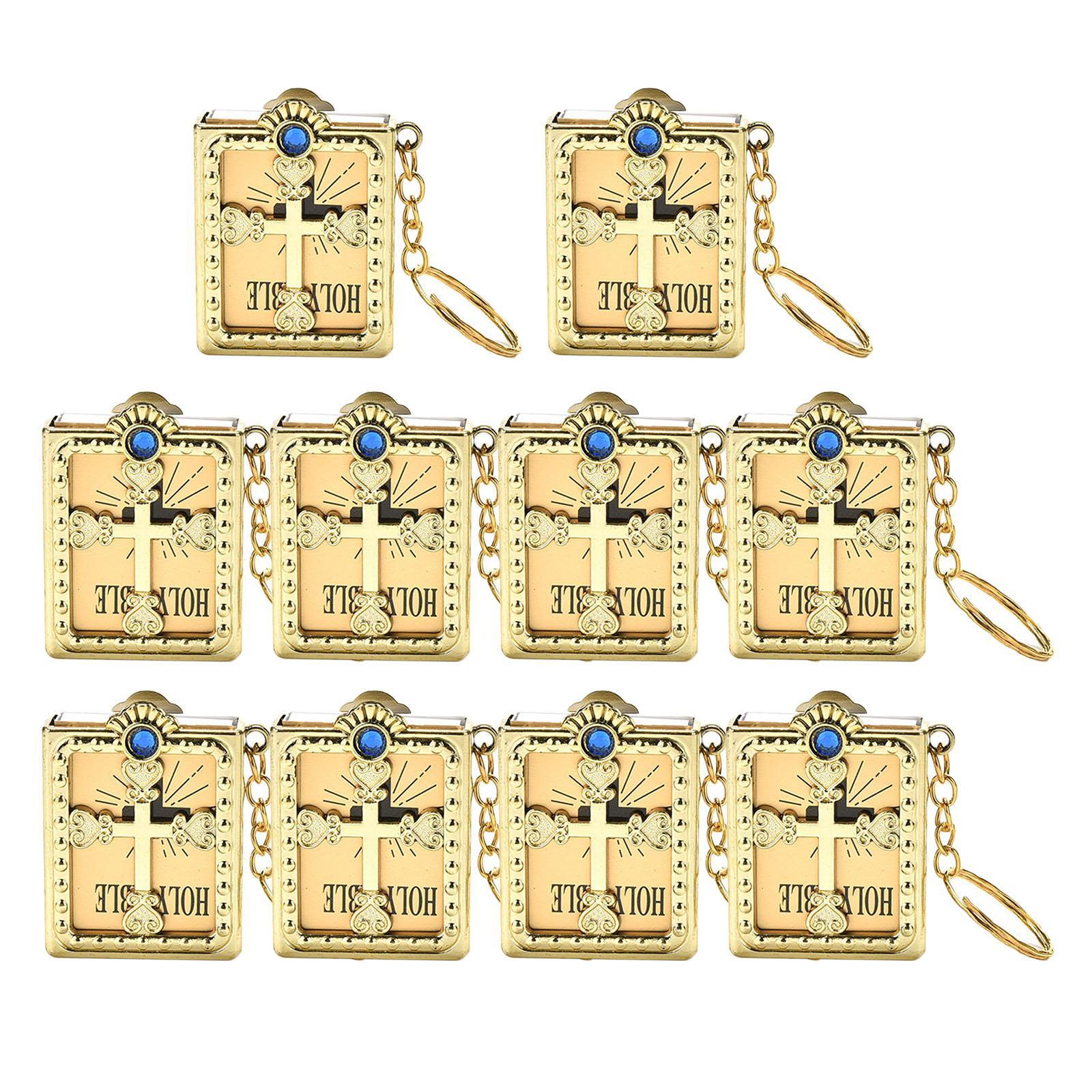 Mini Holy Bible Miniature Pendant Keyring Key Chain Keychain Novelty Golden