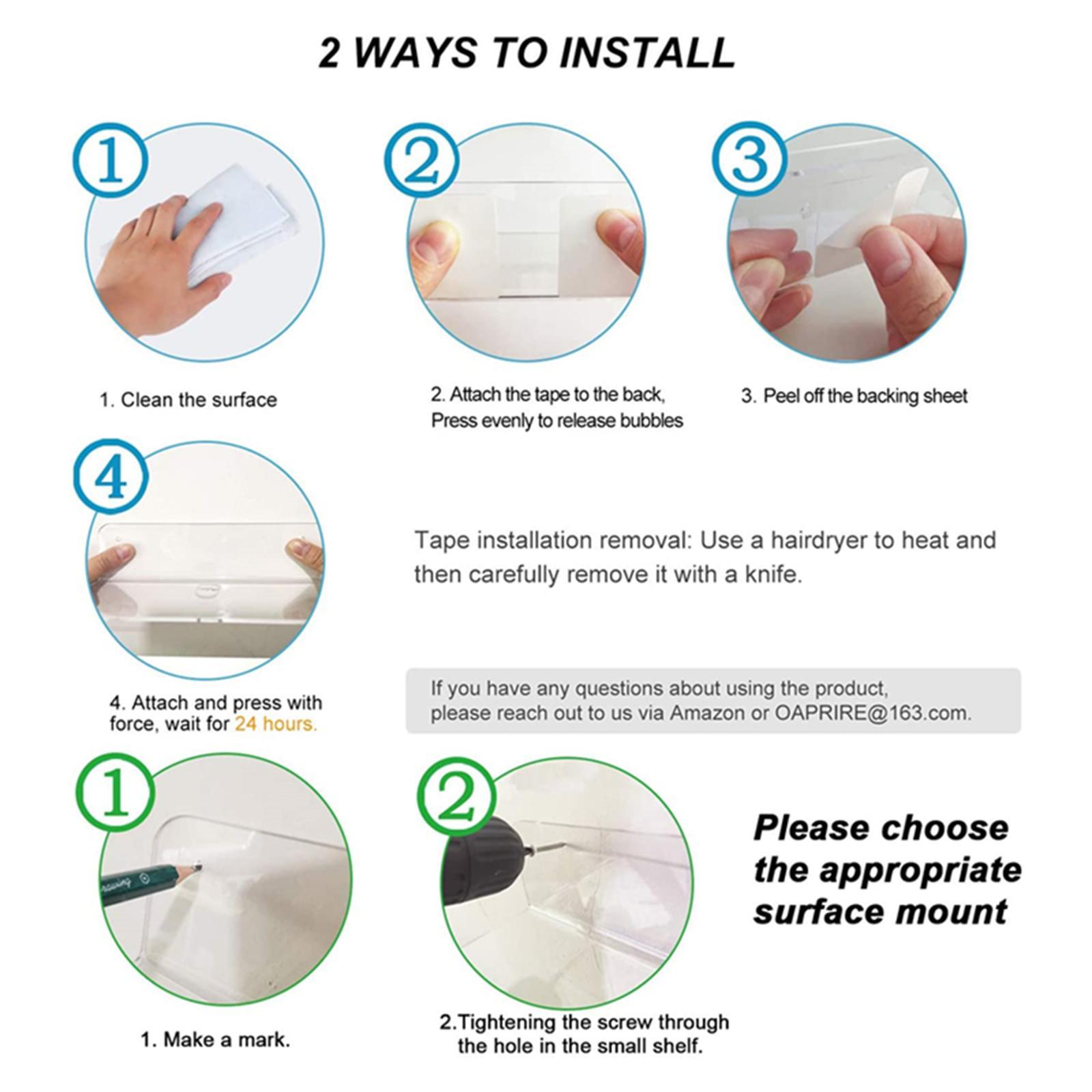 2X 2x Acrylic Floating Wall Rack Small Display Shelf for Wireless Speaker Clear