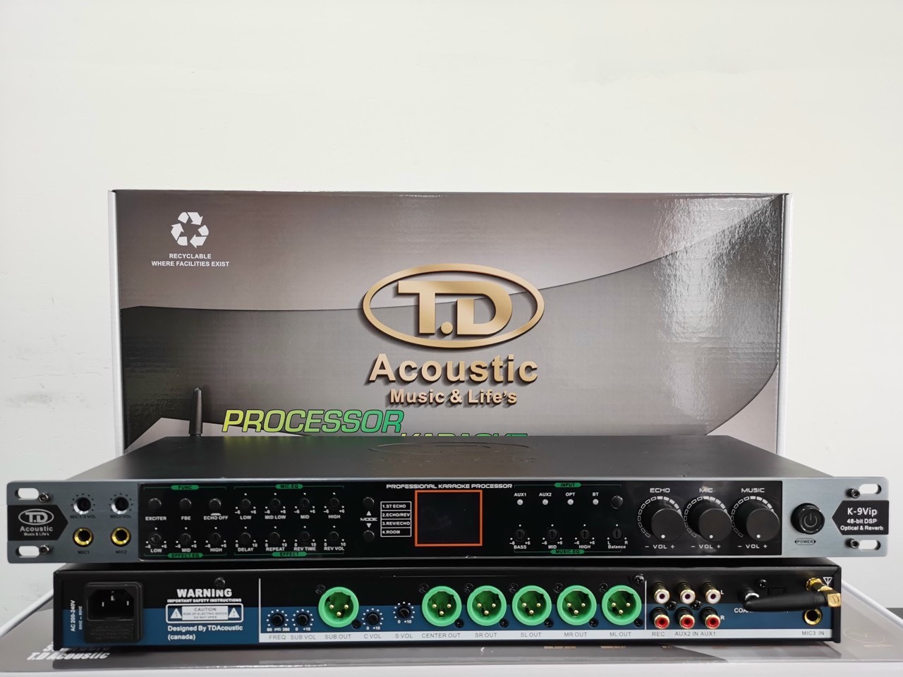 Vang Cơ TD Acoustic K9 Vip - Vang cơ chống hú có Reverb, kết nối bluetooth, cổng quang
