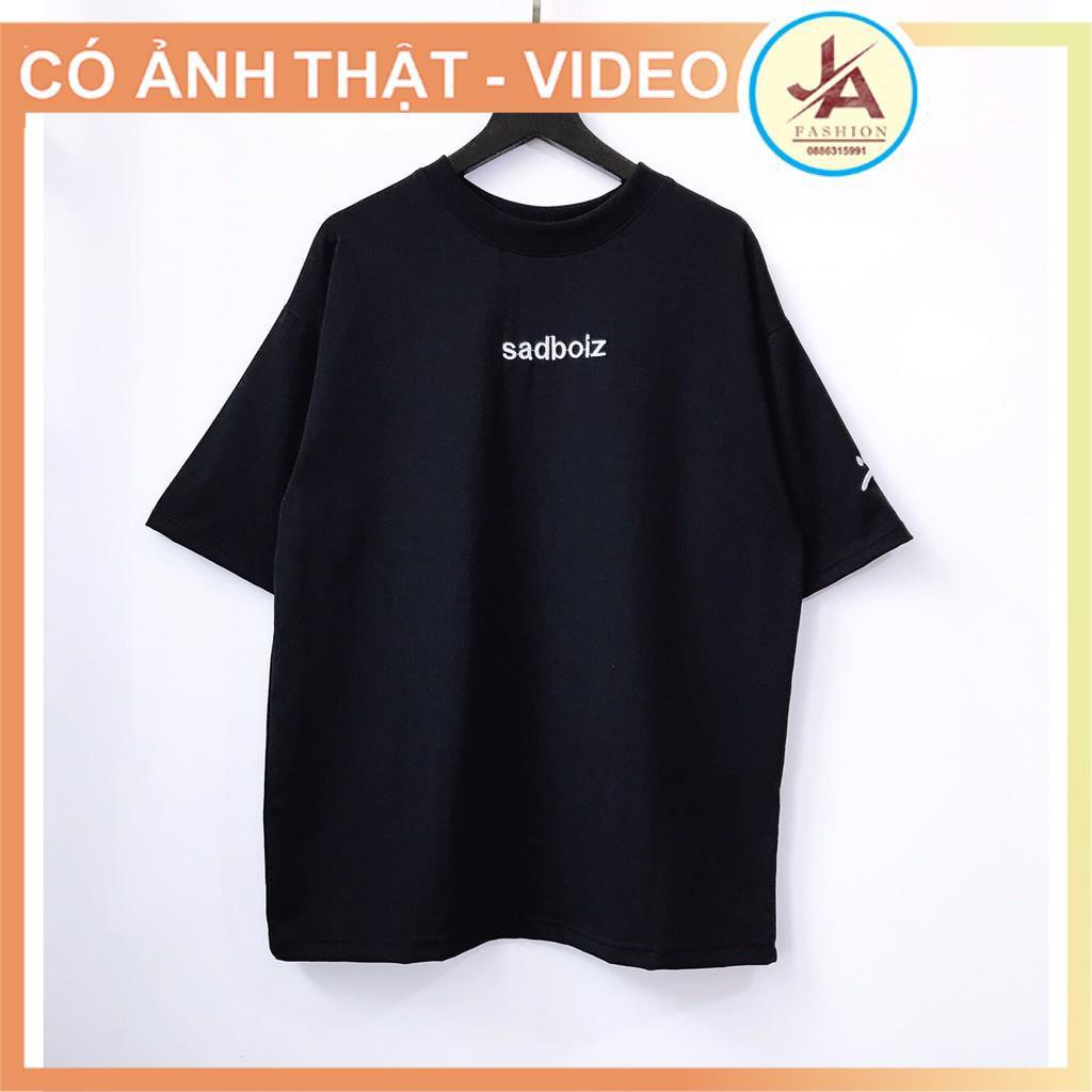 Áo Thun Unisex form rộng tay lỡ SADBOIZ mặt mếu thêu tay cá tính, áo phông nam nữ cổ tròn-JASHOP