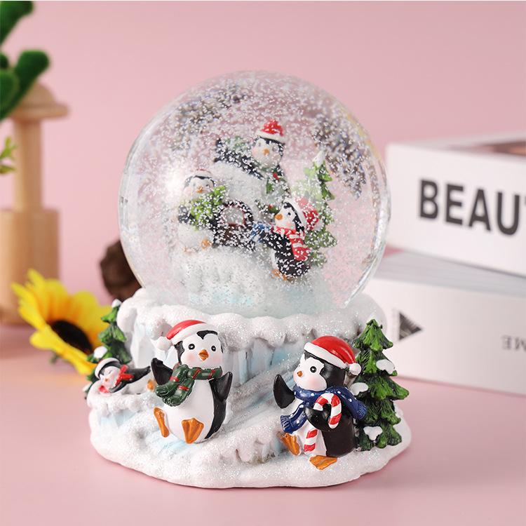 Quà Tặng Giáng Sinh Chim Cánh Cụt Quả Cầu Pha Lê Hộp Nhạc Với Ánh Sáng Nhiều Màu Sắc Trang Trí Vật Trang Trí Nhựa Hàng Thủ Công Hộp Nhạc Giáng Sinh Quốc