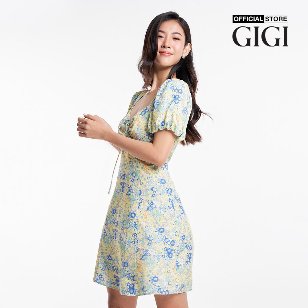 GIGI - Đầm mini tay ngắn cổ vuông rút dây nữ tính G2101D231146