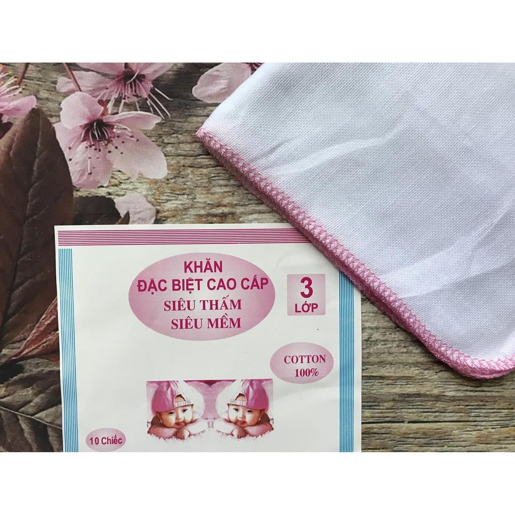 Khăn sữa (3 lớp) xuất Nhật (VIỀN MÀU) cho bé, khăn xô 3 lớp hàng Việt Nam xuất Nhật