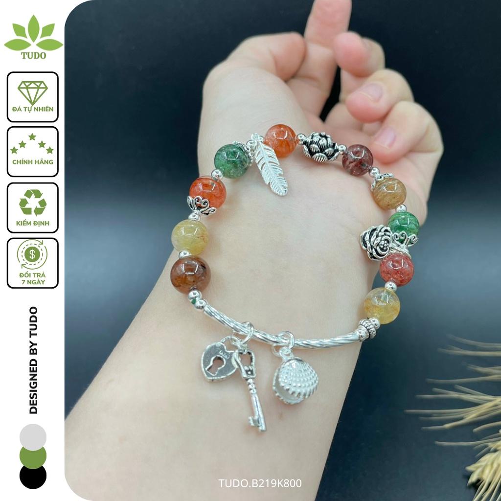 Vòng Tay Bạc Nữ Charm Bạc Chìa Khóa Tình Yêu, Hoa Hồng, Vỏ Sò Mix TA Ưu Linh Đa Sắc TUDO B219K800 - Đa Mệnh