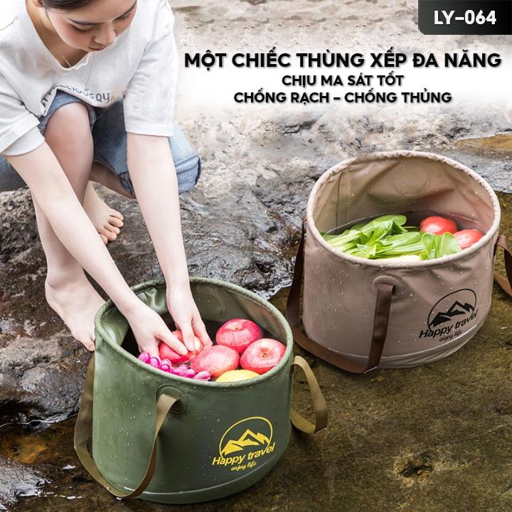 Thùng Đựng Nước Xếp Gọn Có Quai Xách Dã Ngoại Pinic Tiện Lợi Dung Tích 10 Lít 20 Lít Chất Liệu Pvc LY-064