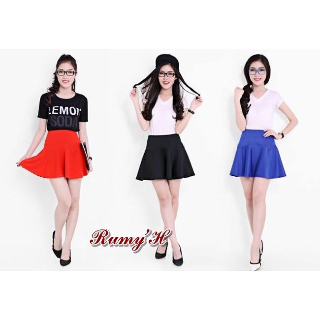 Váy Ngắn Xẻ tà đùng 100% thun Poly Rumy'h Bảo hành 7 ngày
